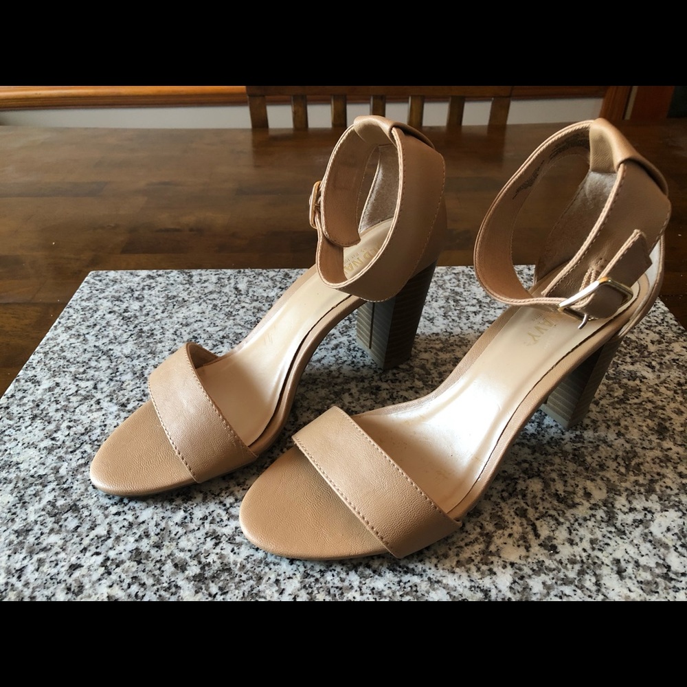 Nude block heels